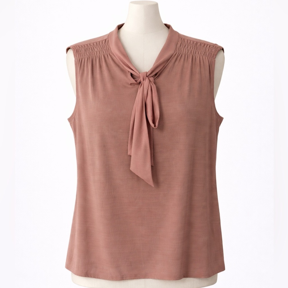 Liz McCoy Sleeveless Tie-Neck Top – Mauve – NWT – Size M